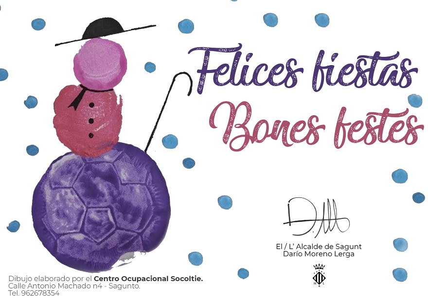 El alcalde de Sagunto felicita la Navidad a toda la ciudadanía con un dibujo de un usuario de Socoltie