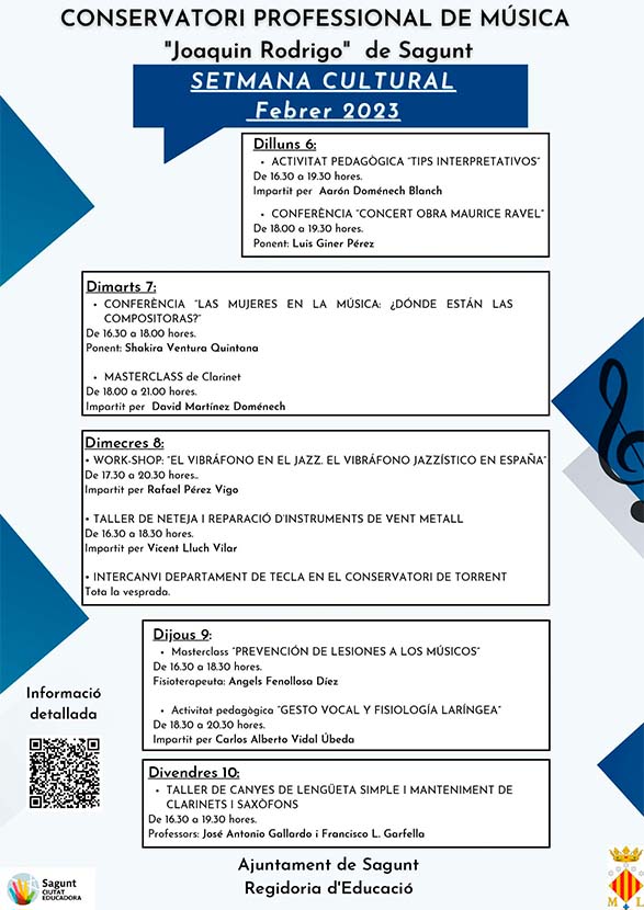 El Conservatorio Joaquín Rodrigo de Sagunto programa una Semana Cultural repleta de actividades