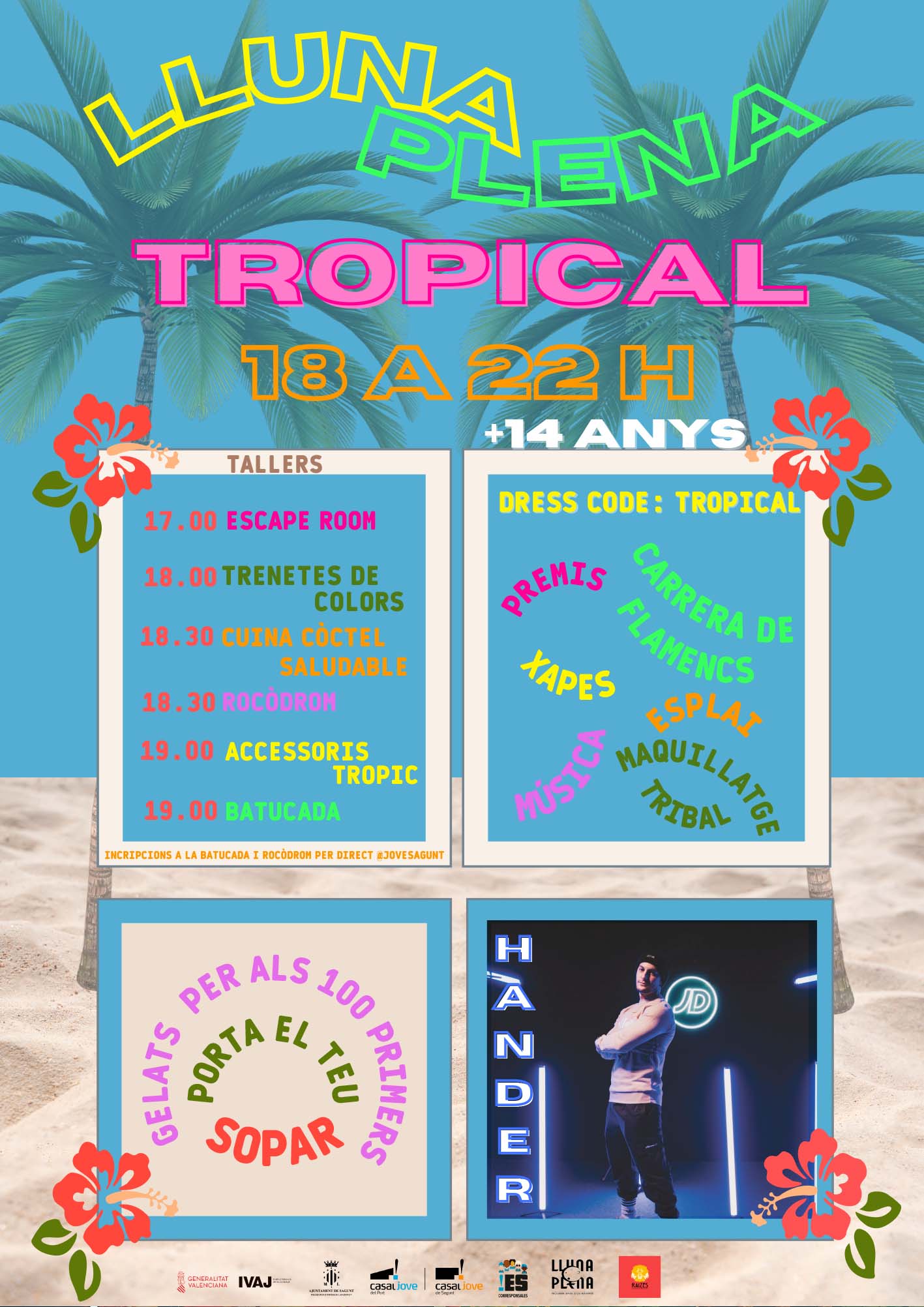 El ocio juvenil alternativo del Casal Jove despide el curso escolar con su Lluna Plena tropical en el Casal Jove Puerto