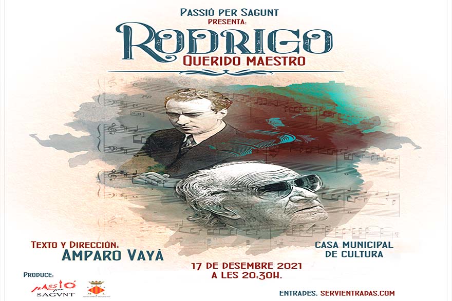 La Asociación Cultural Passió per Sagunt presenta 'Rodrigo, querido maestro’ el viernes en la Casa Municipal de la Cultura