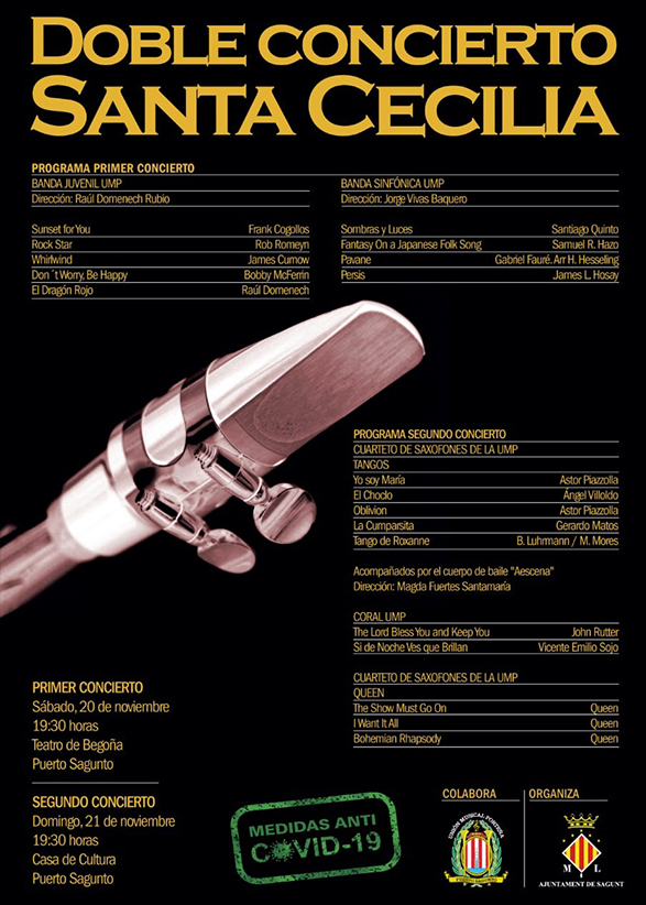 La Unión Musical Porteña celebra este fin de semana la festividad de Santa Cecilia con dos conciertos