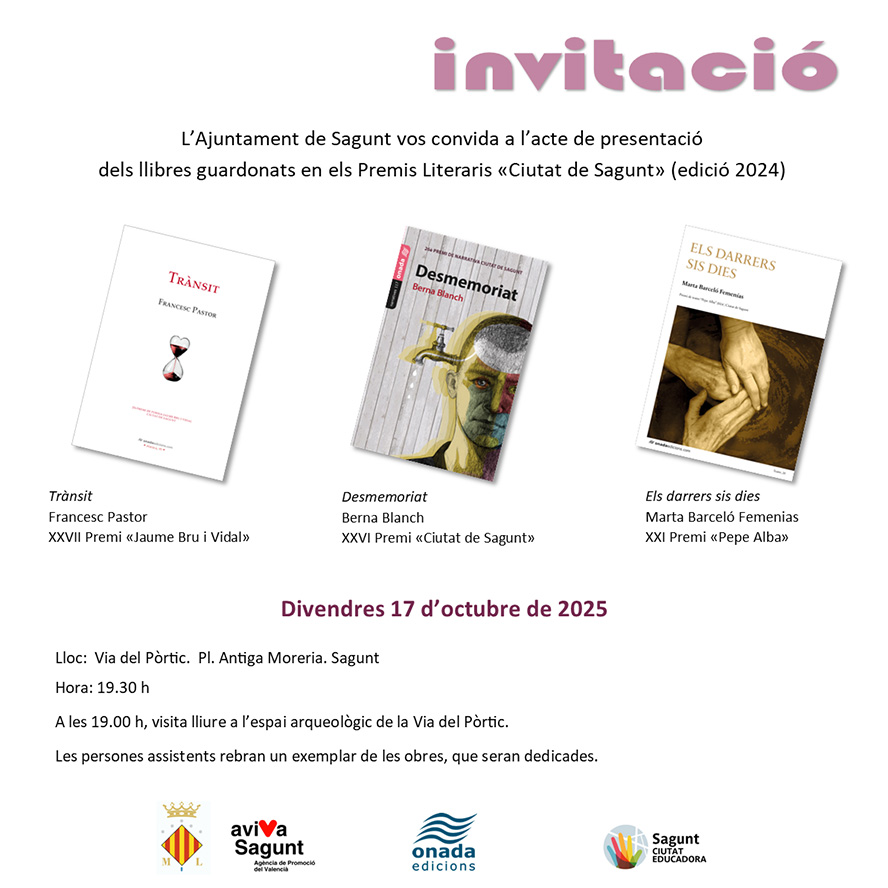 Sagunto presenta los libros galardonados en los premios literarios Ciutat de Sagunt de 2024