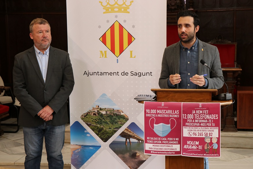El Ayuntamiento de Sagunto repartirá 90.000 mascarillas a domicilio y aplaza el pago en periodo voluntario de la tasa de vados al 3 de junio