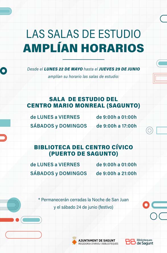 Las salas de estudio de Sagunto y Puerto amplían sus horarios