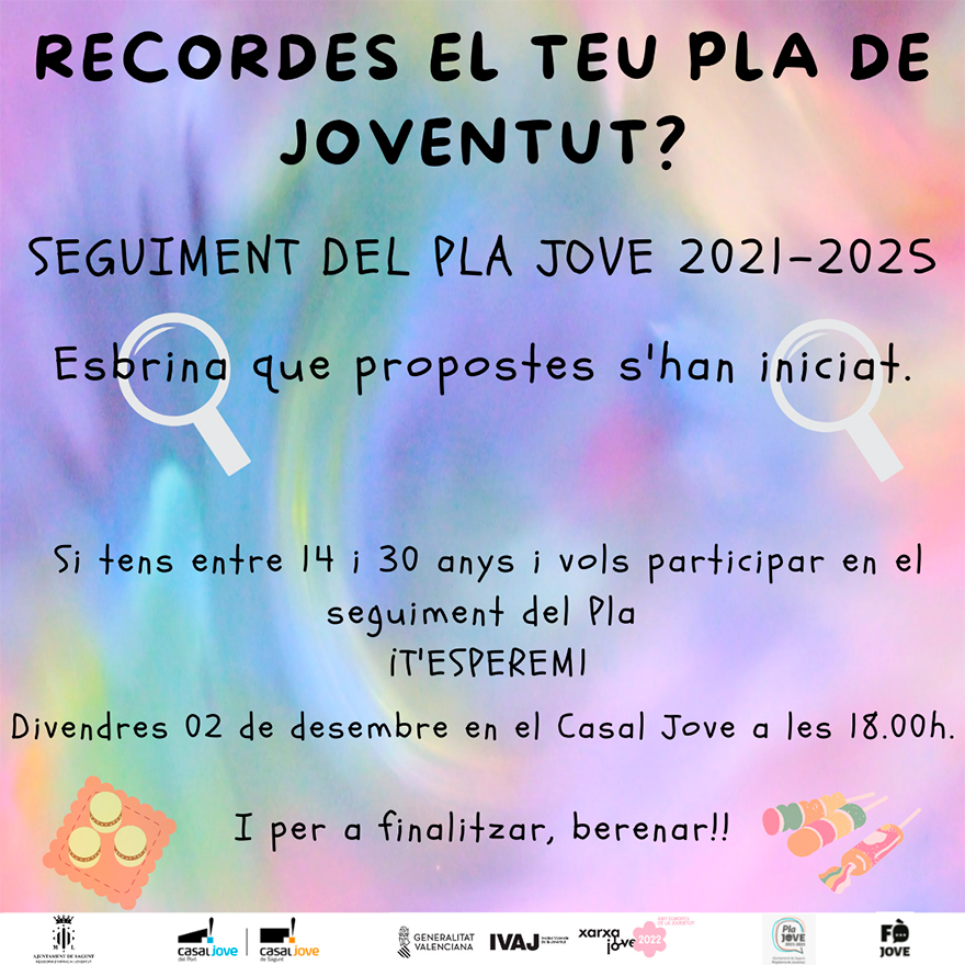 Este viernes se desarrollará el primer seguimiento del Plan de Juventud 2021-2025 de Sagunto