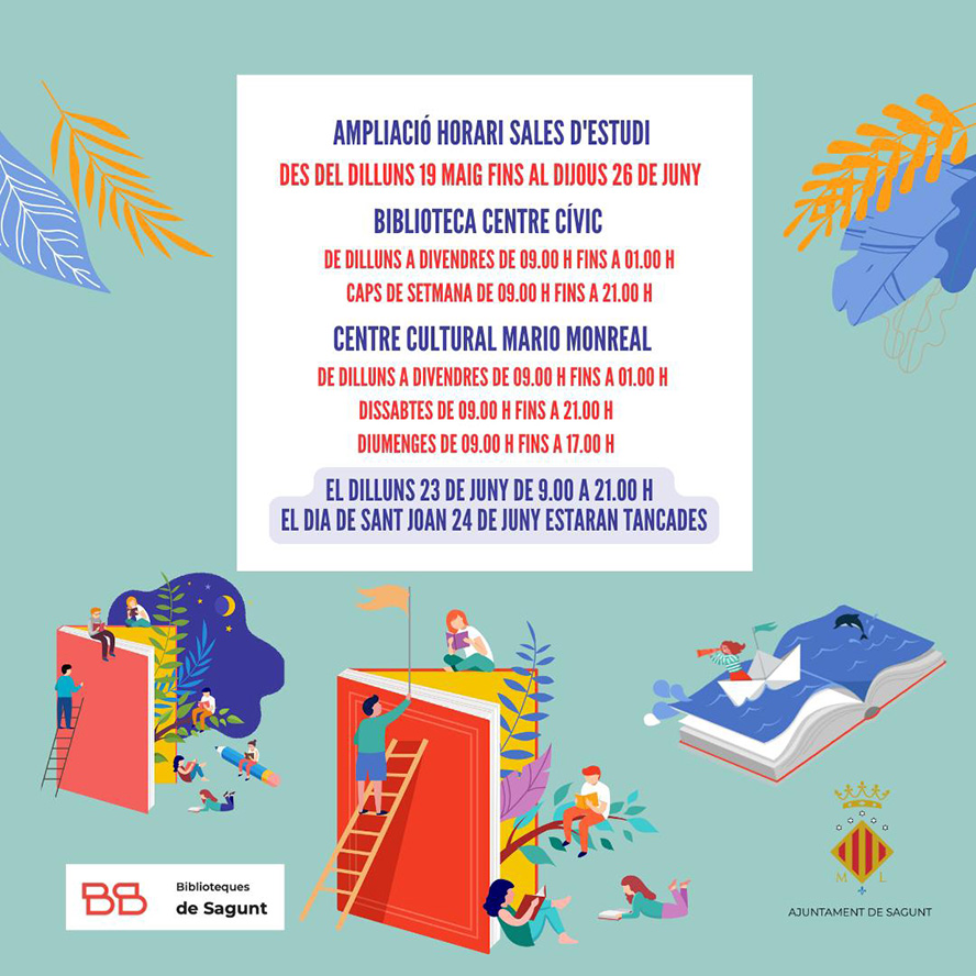 La Concejalía de Bibliotecas amplía el horario de las salas de estudio de cara a la época de exámenes