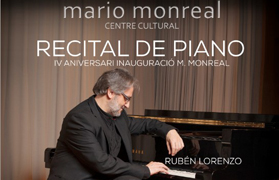 El Centre Cultural Mario Monreal celebra el quart aniversari amb un recital de piano a càrrec de Rubén Lorenzo