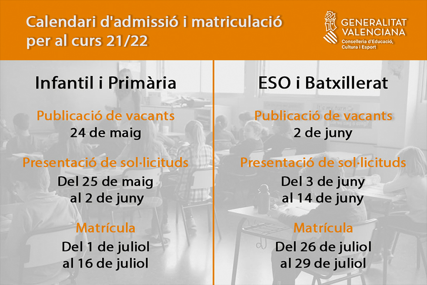 Mañana se abre la presentación de solicitudes de admisión para el curso 2021-2022 