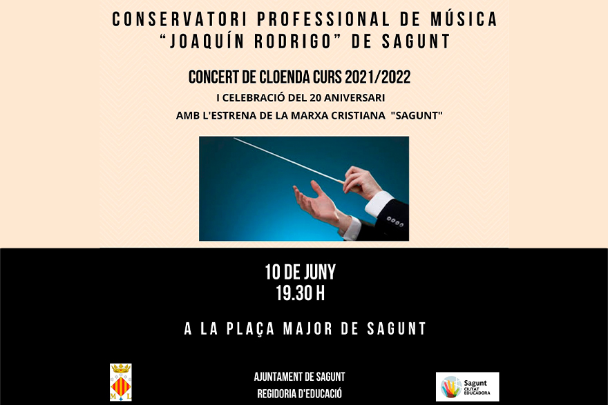 El Conservatorio de Música Joaquín Rodrigo realiza su concierto de clausura de curso 2021/2022 