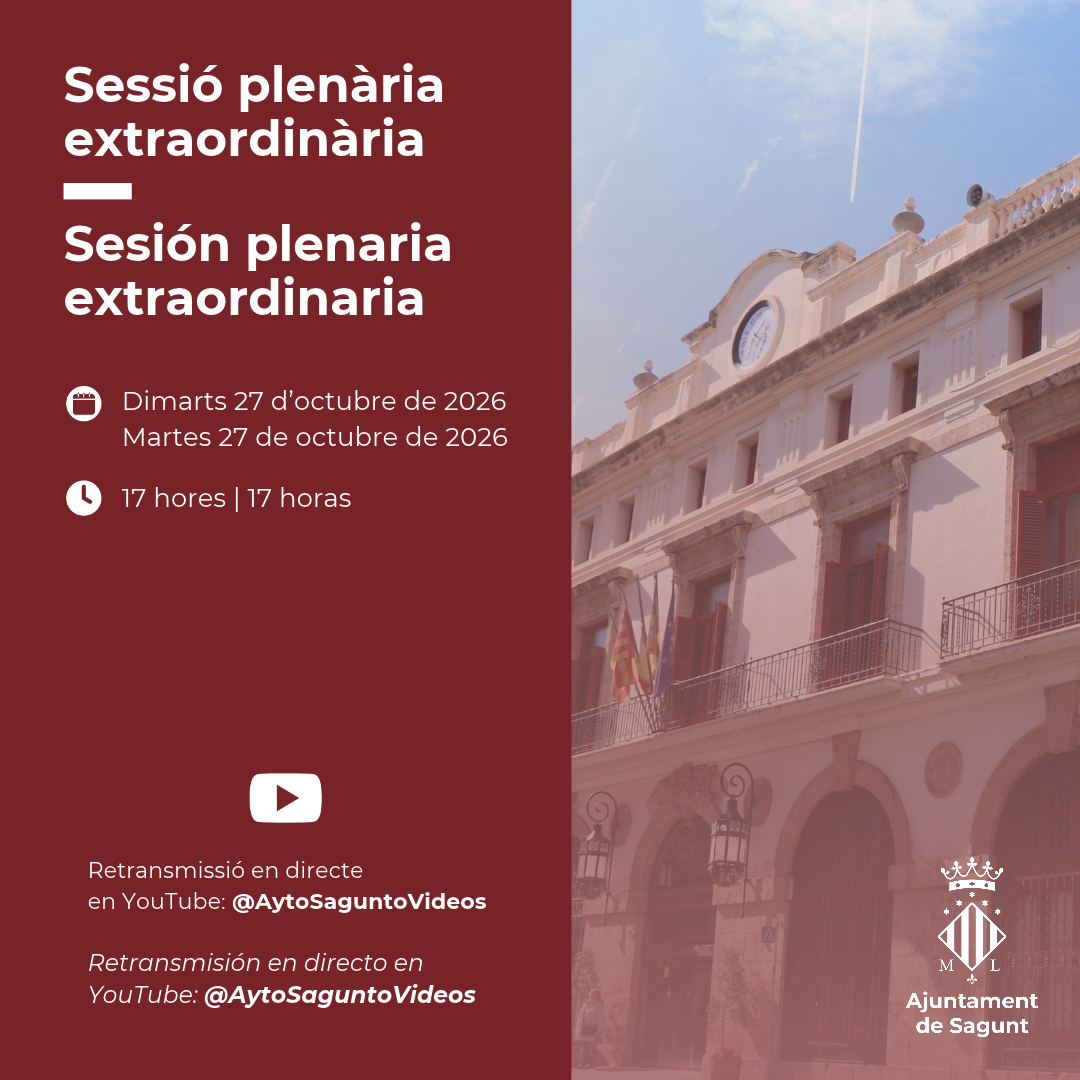 La Corporació Municipal es reunix el dimarts que ve per a celebrar el Ple extraordinari de debat de política general municipal
