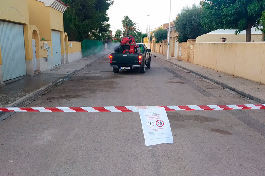 El departamento de Sanidad del Ayuntamiento de Sagunto actúa contra una plaga de ácaros en la zona de Almardà