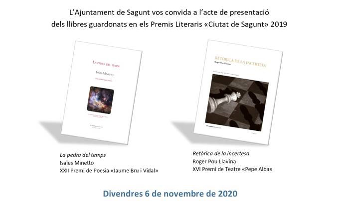 El Ayuntamiento de Sagunto presenta la publicación de los libros galardonados en los Premios Literarios Ciutat de Sagunt 2019
