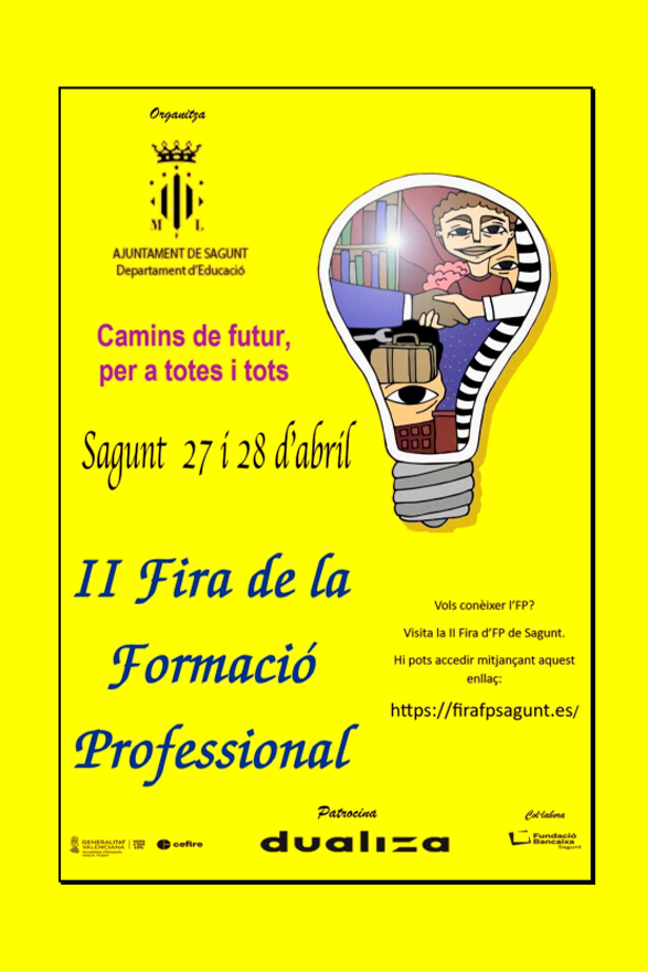 La II Feria de Formación Profesional se desarrollará del 27 al 29 de abril en el Campus Virtual FP Sagunto