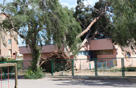 El Polideportivo Municipal cerrado y colegios del municipio con numerosas incidencias a causa del fuerte viento
