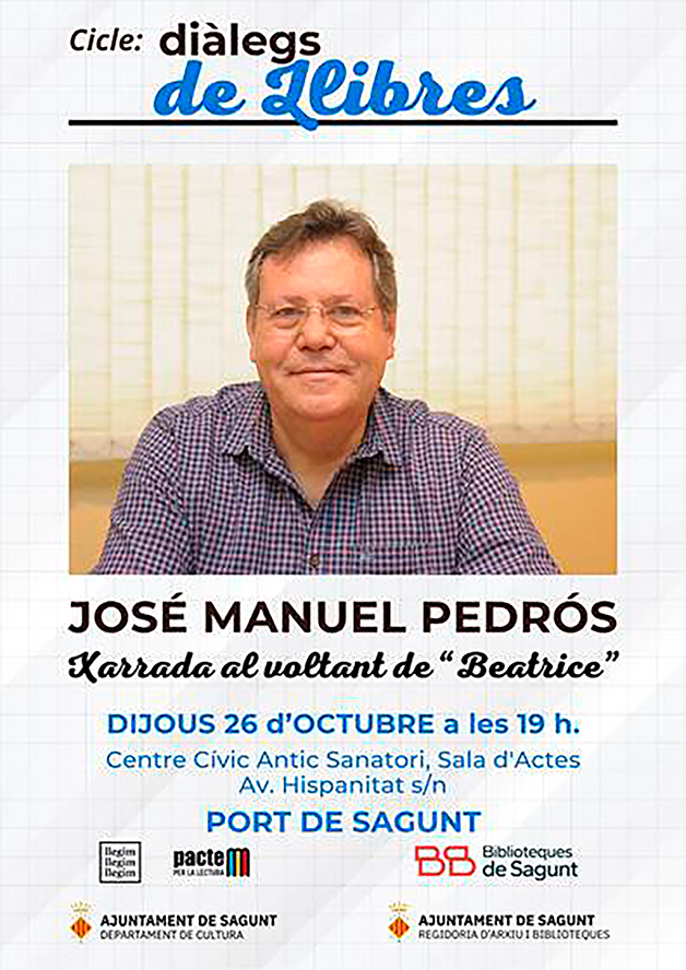 El escritor porteño José Manuel Pedrós es el próximo invitado al ciclo ‘Diàlegs de Llibres’ 