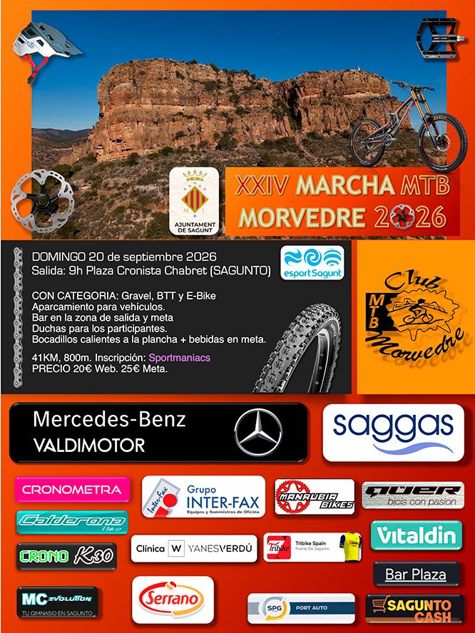 En torno a un centenar de ciclistas participan este domingo 20 de septiembre en la Marcha MTB Morvedre