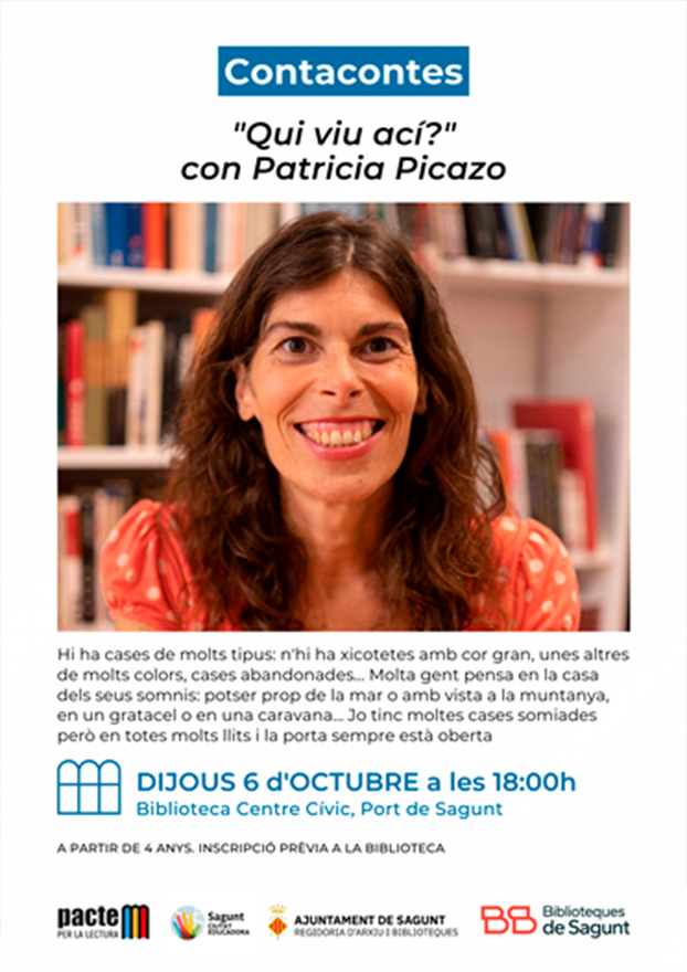 La biblioteca del Centro Cívico de Puerto de Sagunto acoge mañana el cuentacuentos ‘Qui viu ací?’ a cargo de Patricia Picazo