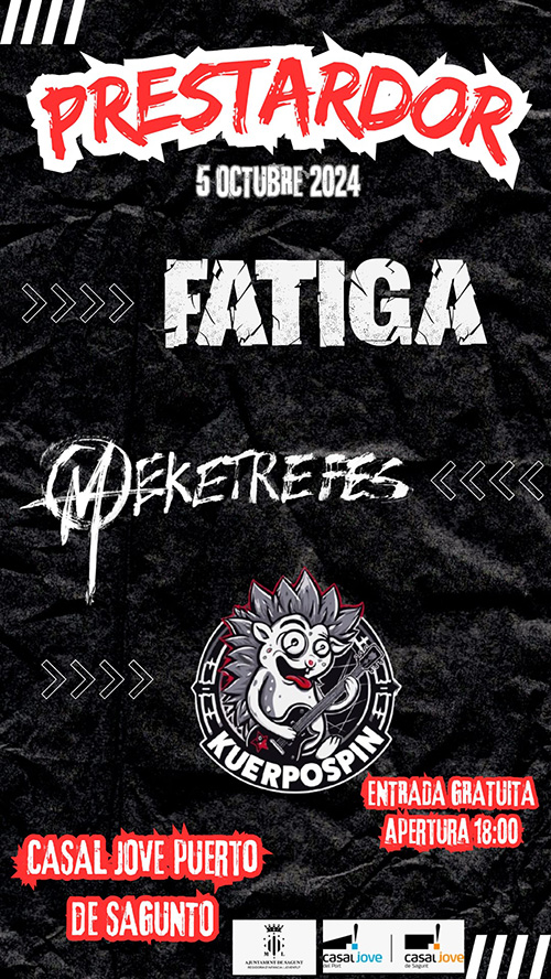 La concejalía de Juventud e Infancia organiza el Prestardor, un triple concierto para el 5 de octubre