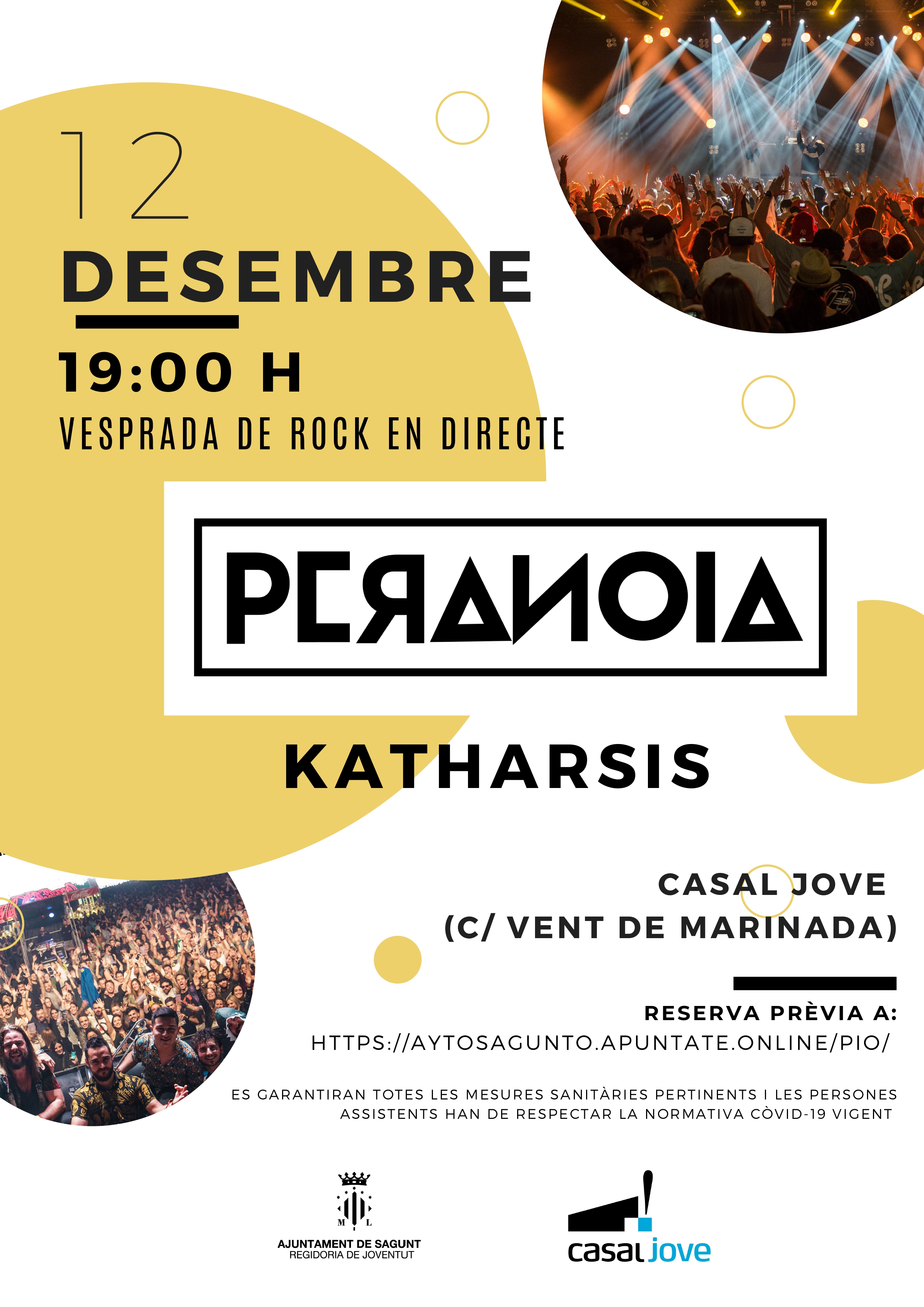 Este fin de semana actuarán en Sagunto los grupos Peranoia, Katharsis y el cantautor Javi Cobo