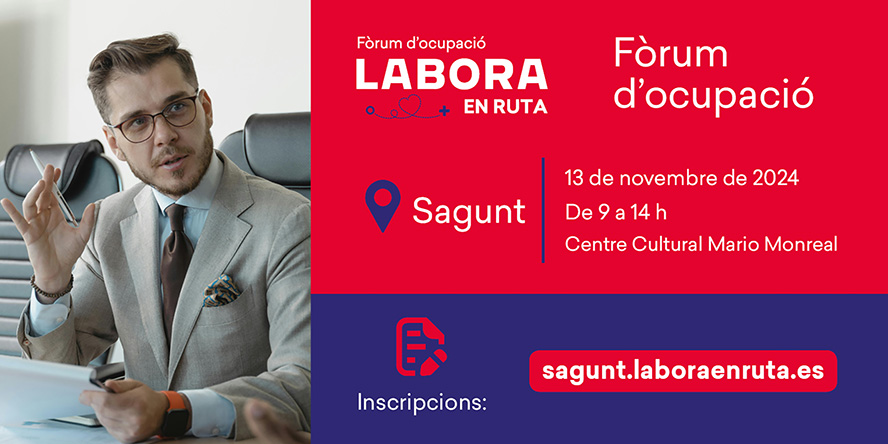 El Foro de Empleo Labora en Ruta llega a Sagunto el próximo miércoles 13 de noviembre