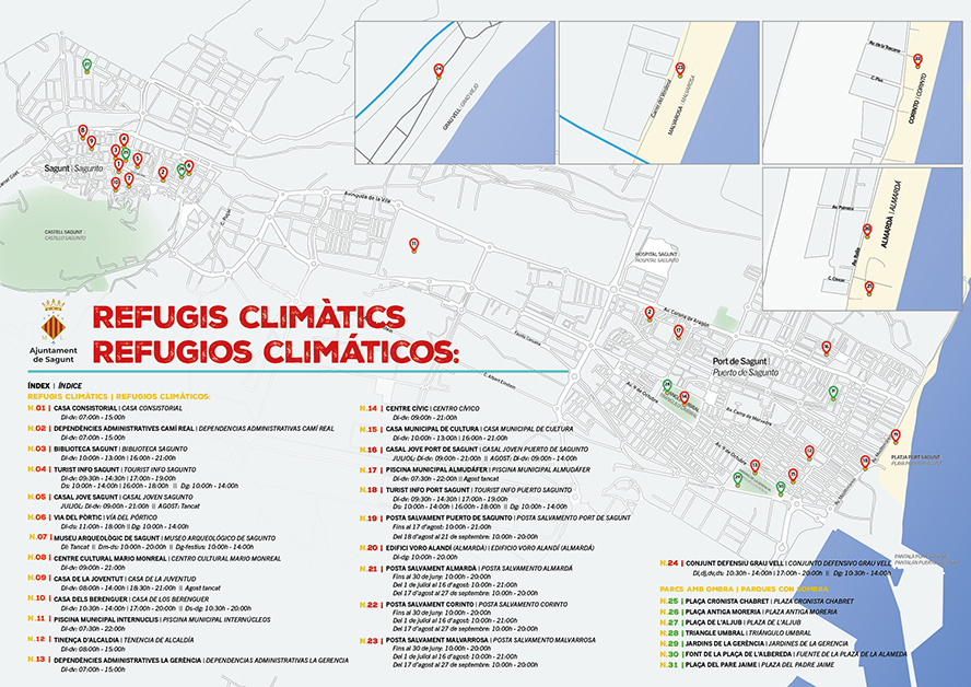L'Ajuntament de Sagunt habilita més de 30 refugis climàtics per a combatre les altes temperatures