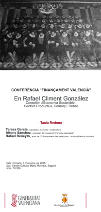 Rafael Climent impartirá una conferencia sobre “Finançament valencià”