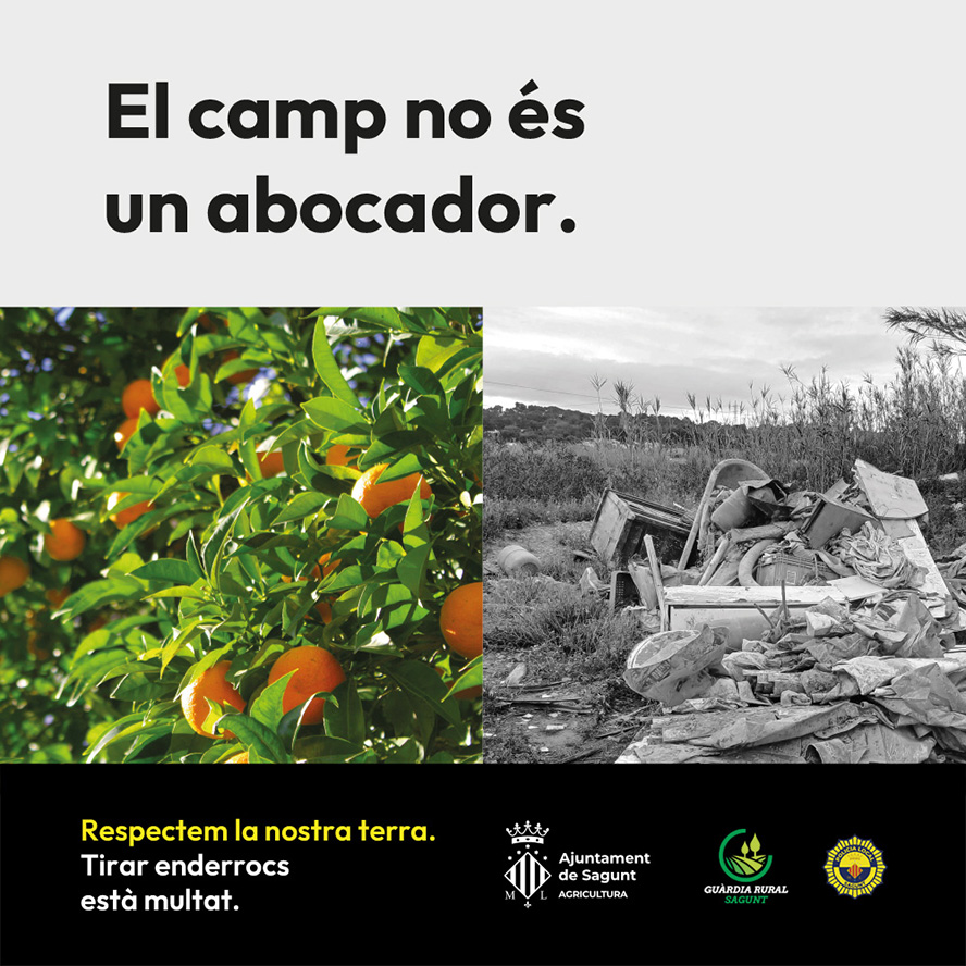 Agricultura reprén la campanya de conscienciació ciutadana per a frenar l'abocament d'enderrocs en espais naturals