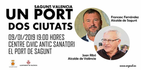  Charla-coloquio entre Quico Fernández y Joan Ribó para explicar la relación entre Sagunto y Valencia 