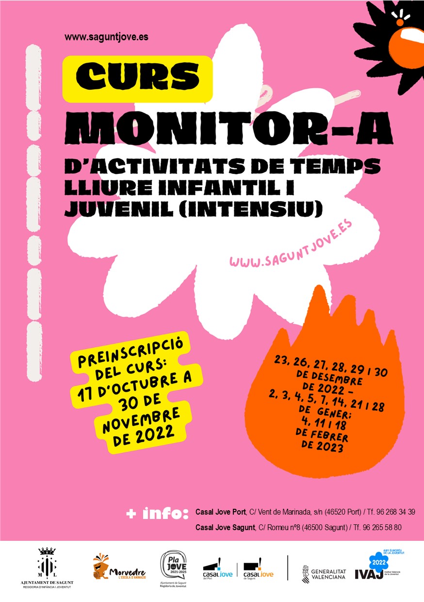 La concejalía de Juventud e Infancia abrirá el plazo de preinscripción del curso de monitor de actividades de tiempo libre del 17 de octubre al 30 de noviembre