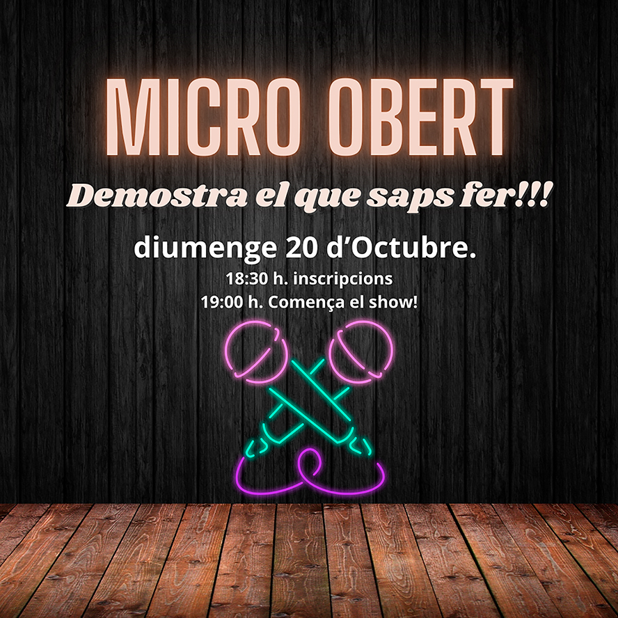 Continúa el Micro Abierto el domingo 20 de octubre en el Casal Jove de Puerto de Sagunto