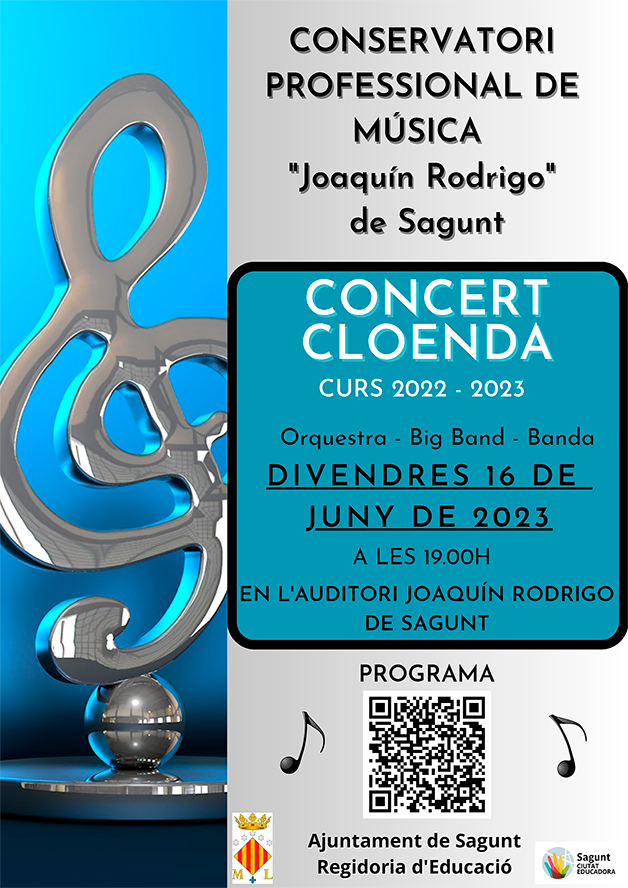 El Conservatorio Profesional de Música Joaquín Rodrigo de Sagunto celebrará el concierto de clausura este viernes en el auditorio