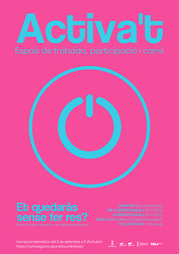 Se abre el plazo de inscripción para los grupos de participación de los centros juveniles en el programa "Actíva’t"