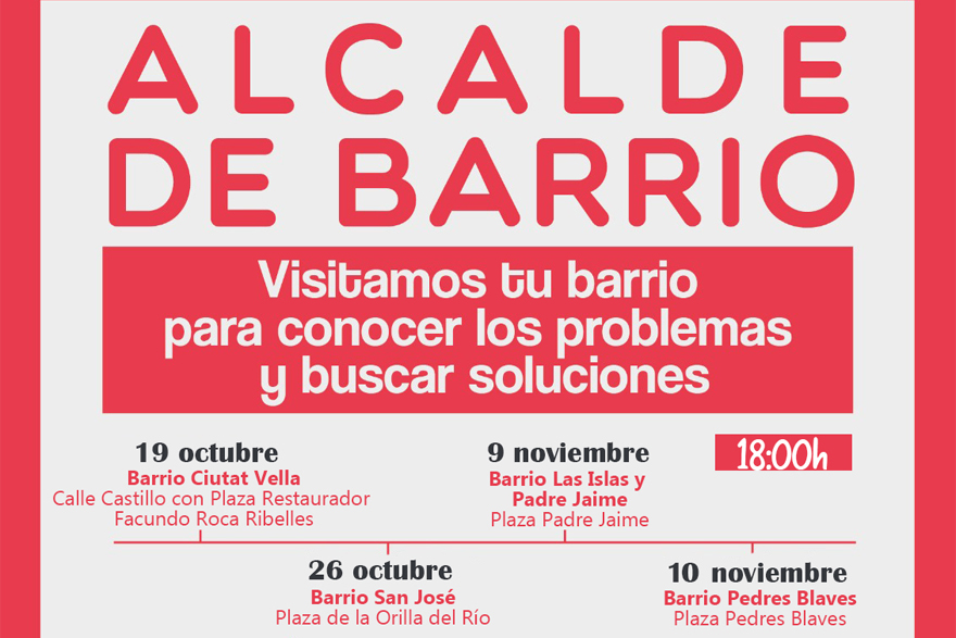 El 9 y el 10 de noviembre serán las próximas fechas de la iniciativa 'Alcalde de barrio'