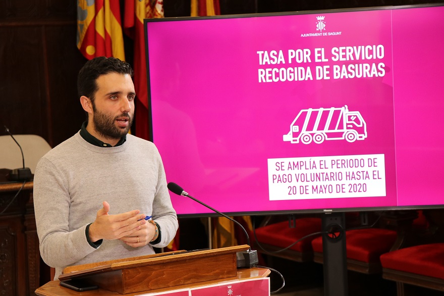 El Ayuntamiento de Sagunto amplía el plazo de pago en periodo voluntario de la tasa de basuras hasta el 20 de mayo