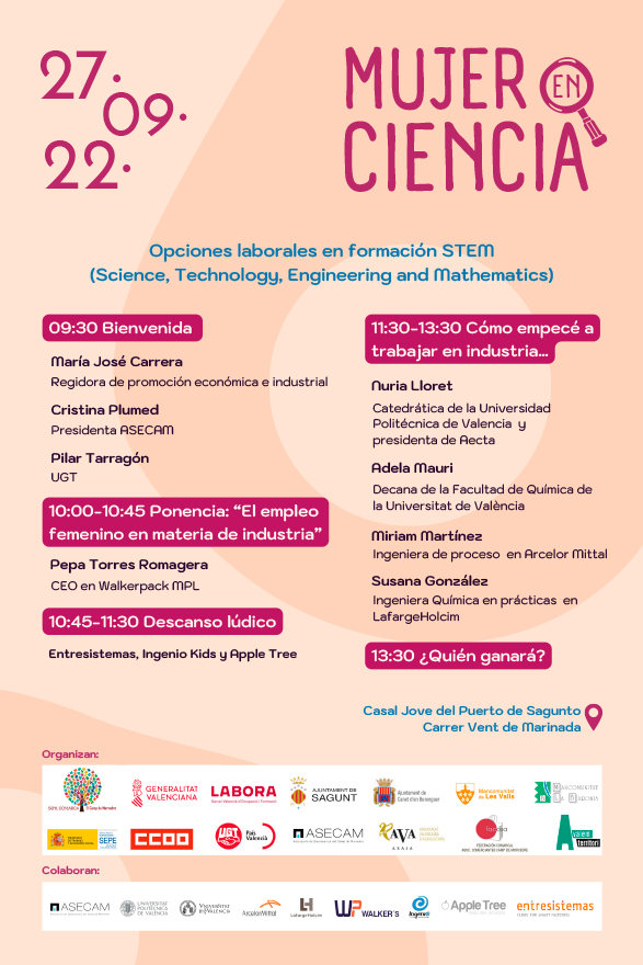 El próximo martes se realizará la I Jornada ‘Mujer en ciencia’ en el Casal Jove de Puerto de Sagunto