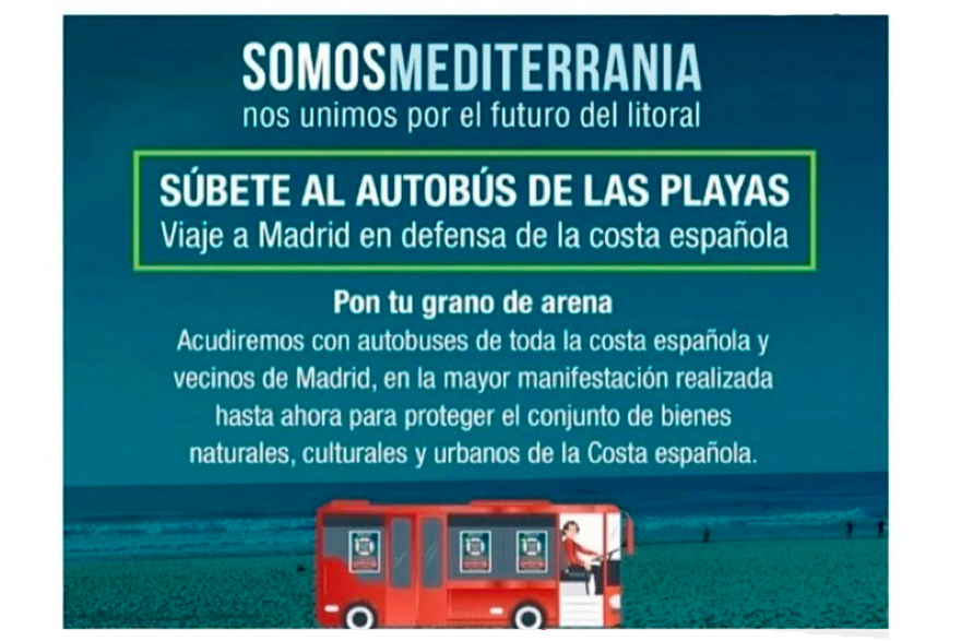 El ‘autobús de las playas’ viajará hasta Madrid para la manifestación en defensa de la costa española