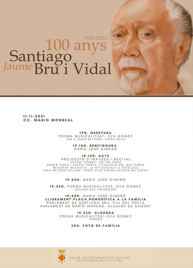 Comienzan este jueves los actos conmemorativos del centenario del nacimiento de Santiago Bru i Vidal