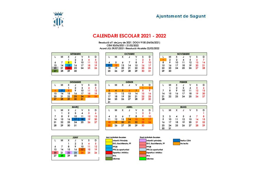 El día 17 de marzo no será lectivo en el calendario escolar saguntino con motivo de la festividad de las Fallas