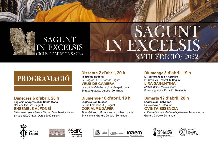 El ciclo de música sacra Sagunto in Excelsis vuelve a Sagunto este sábado